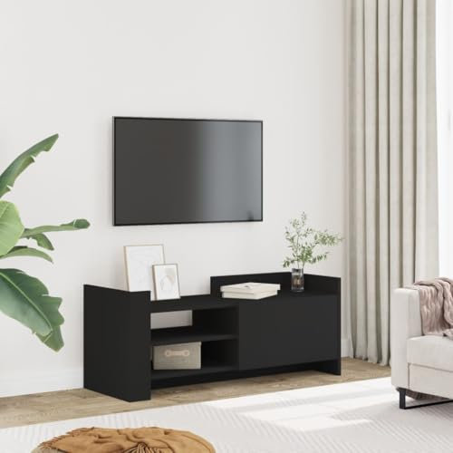 Homgoday Mobile Porta TV Nero 100x35x40 cm in Legno Multistrato, Mobile Porta TV Soggiorno, Tavolino per TV，Mobile Porta TV Soggiorno，Mobiletto Basso per TV da Salotto Industriale Supporto TV