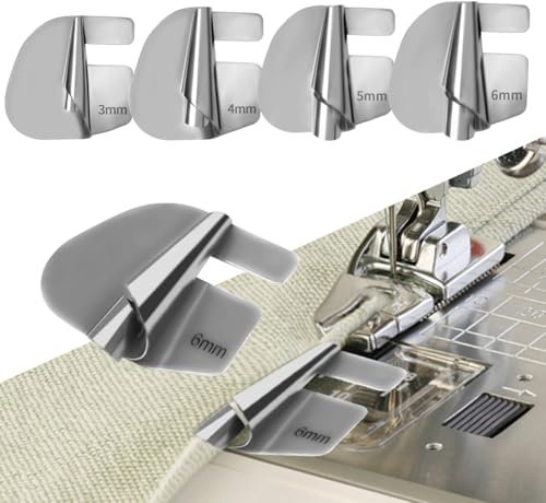 4 Stück Nähmaschinen Zubehör Rollsaumfuß, Nähfuß für Rollsäumer, Rolled Saum Nähfuß 3/4/5/6 mm, Nähen Rolled Saum Presser Fuß, Edelstahl Rollsaumfuss für Nähmaschine Säumen Nähzubehör