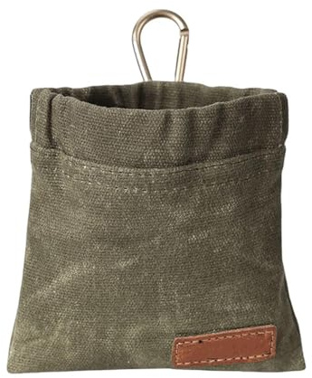 WeddHuis Sac à nourriture mains libres pour chien avec mousqueton, sac à friandises mains libres avec fermeture automatique, sac à friandises pour chiot pour l'entraînement du chien (vert)