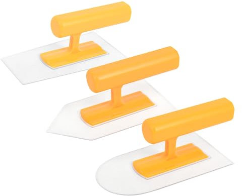 Nichiyo Plastic Trowel Kit Round&Square&Tipped End Finishing Trowels 3 Piece Small Lightweight Finishing Plastic Trowel Suitable for Scrape, Plastering and Paint Walls(D1608YTZ-1)