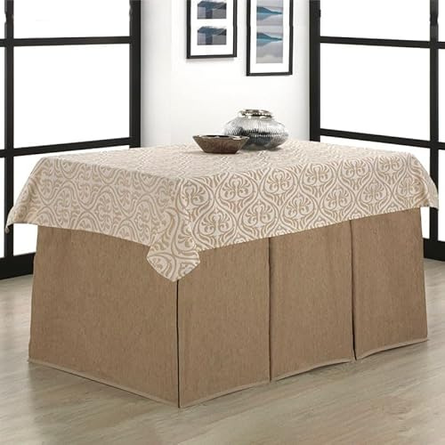 Rufino Díaz Falda Camilla Rectangular Bali Jacquard + Tapete (Beige - 70x120cm) - Tejido Resistente y Agradable al Tacto Decorar y Proteger tu Mesa