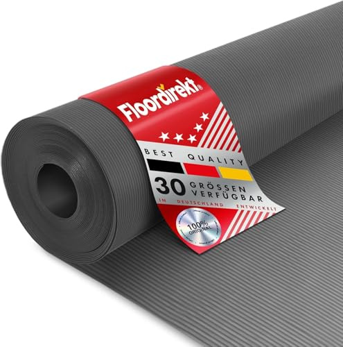 Floordirekt Tapis en caoutchouc, à rainures fines, 3 mm, revêtement de sol antidérapant, nervures fines (noir, 100 x 350 cm)