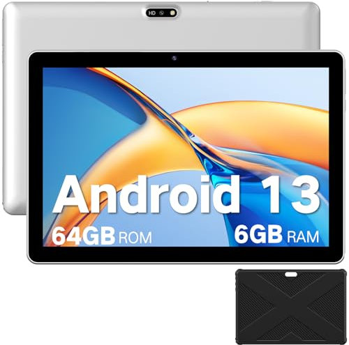 Winsing Tablet Android 10 Zoll mit Etui,Tablet 6GB RAM+64GB ROM+1TB Erweiterbar,WidevineL1 2.0GHz, 5MP+8MP Kamera,1280 * 800 IPS Tablette Unterstützt WiFi, BT 5.0,Bläulich Weiß