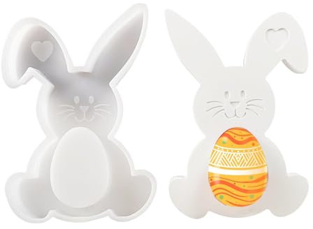 Rabbit Resin Mould, Silicone Easter Candle Molds, Easter Bunny Egg Holding Mould, Crafts Made of Food Grade Silicone for Candles, Soap, Concrete, Plaster and Epoxy Resin