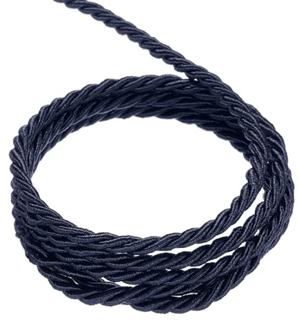 QUARKZMAN Corda Intrecciata in Poliestere 20m, 3mm 3 Strati Cordino Decorativo Ritorto Flessibile Brillante per Tenda Artigianato Regalo Borsa Decorazioni Natalizie, Blu Navy - 22ft