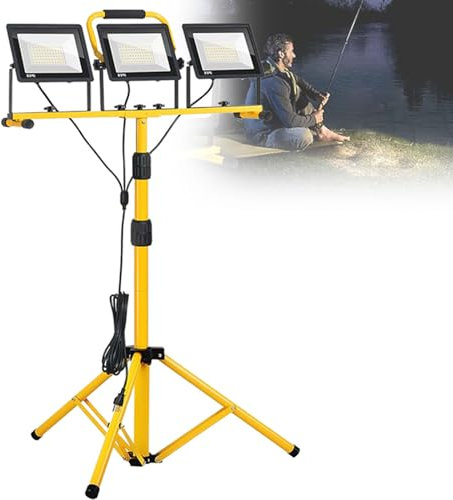 ZYT-DHRUCB Foco de Trabajo LED de 70 W, Reflector móvil con trípode telescópico de Metal Ajustable, Resistente al Agua IP66, para la Industria de la construcción,70W*3