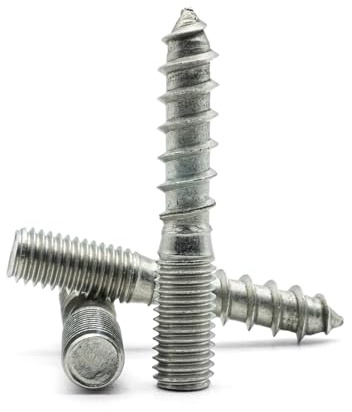 Hippo Hardware M8 (8mm X 120mm) Dowel Screws Wood to Metal Dual Thread Hanger Bolts A2 Stainless Steel (Pack of 3)