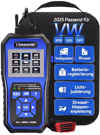 KONNWEI KW450 OBD2 Diagnosegerät für VW Audi Skoda Diagnosegerät Auto | Auslesegerät Auto mit Vollständige Systemdiagnose & 9 Spezialfunktionen Öl SAS EPB TPS Reset DPF für VAG Fahrzeuge Deutsch