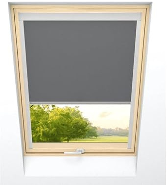 time4blinds - Roof Blind - Width 613mm, Height 1617mm - for Velux & for Fakro Windows - Blackout Fabric with Thermal Coating - Aluminium Frame - Easy Fit with Mounting Compatibility - Anthracite
