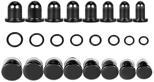 Vankula Tunnel Dehnset 1-25mm 0.5mm Ohrloch dehnen Single Flared Plugs Stretching kit Edelstahl Gedehnte Ohrpiercings Freundlich für frische Dehnungen Schwarz Gold Silber