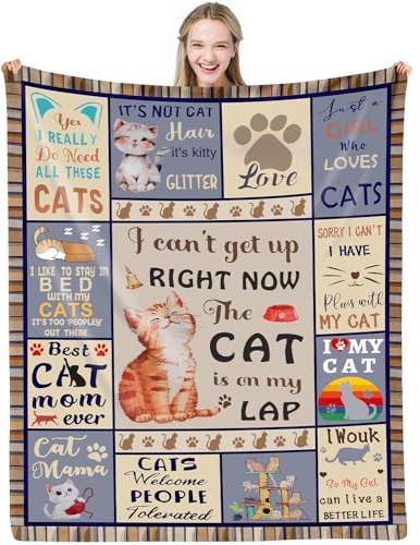 Cat Mum Blanket, Cosy and Warm Cat Themed Gifts Blanket, Cats Throw Blanket | for Cats Lovers, Women, Ideal Catss Mum Gift for Women, 150 * 130cm