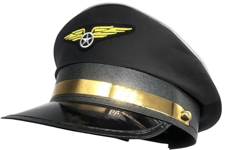 Flugzeughut, Pilotenmütze, Kapitänshut für Pilotenfluggesellschaft, Marineblau für Erwachsene, für Motto-Party, Fluggesellschaft, Kapitänshut der