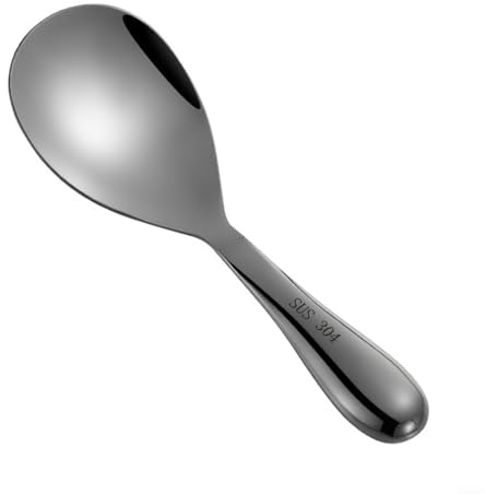 Cucchiaio da riso in acciaio inox con design ergonomico senza proprietà per servire facilmente il cibo (E)