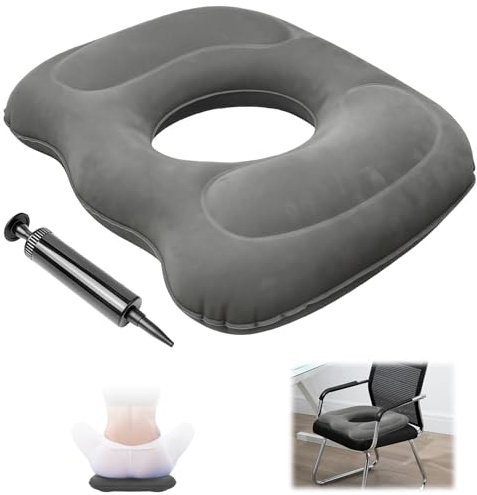Euablfo Cojín Ortopédico Inflable, Cojín de Asiento Multifuncional, Cojins Hemorroides, Cojín Coxis Inflable con Bomba, por Cama, Cojíns Ortopédico para el Hogar, Sofá, Silla de Ruedas, Oficina