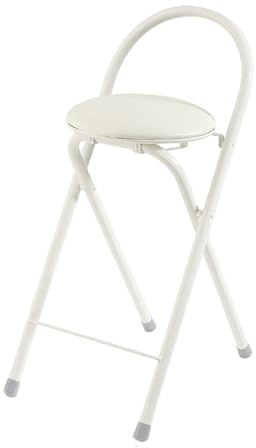 Sgabello Bar Pieghevole Imbottito PU con Schienale, Sedia Breakfast Per Cucina Negozio Esterno Interno(White)