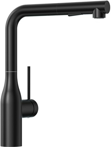 CECIPA Miscelatore Cucina Nero, Rubinetto Cucina con Doccetta Estraibile | Rubinetto Lavello Estraibile di 40CM, con 2 Modalità di Getto, Girevole 360°, in Acciaio Inox (Nero Opaco)