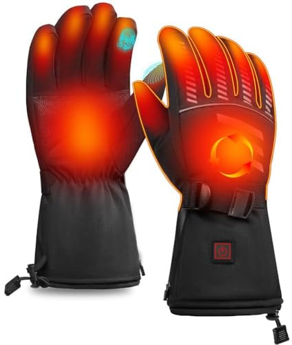 Qdreclod Gants Chauffants Rechargeables pour Homme et Femme, Gants de Ski Chauffants Électriques avec Batterie 3000mAh, 3 Niveaux de Chauffage, Imperméables, Tactiles pour Moto, Randonnée, Chasse