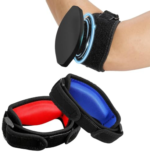 OddMart 2Pcs Tennis Elbow Support Strap, Adjustable Golfers Elbow Brace Clasp Strap with EVA Compression Pad for Men Women Tendonitis Arthritis Pain Relief Basketball Weightlifting
