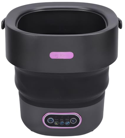 Fockety Machine à laver portable, mini machine à laver pliable entièrement automatique de 13 L avec tuyau de vidange, idéale pour les voyages, les appartements, la maison (Prise UE)