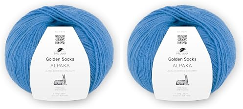 Pro Lana Golden Socks Alpaka, 100 g/390 m, 70% Alpaka, 30% Polyamid, 4-fädig, superweiche Sockenwolle (51 blau) (Packung mit 2)
