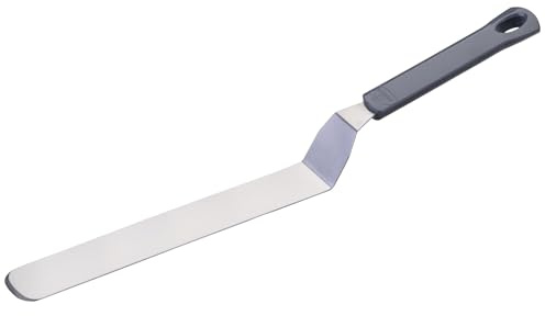 Dr. Oetker Angled Palette Classic - Stainless Steel Cake Palette for Smoothing Creams & Icings, Ergonomic Handle, Rustproof & Dishwasher Safe, Approx. 35 x 7 cm