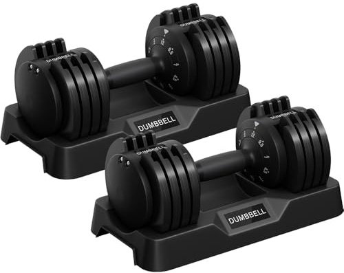 Yaheetech Haltère Réglable 12/25 kg de Musculation 5 en 1 Ensemble d'Haltères à Charge Variable avec Base de Rangement pour Entraînement Fitness Gym à Domicile Bureau