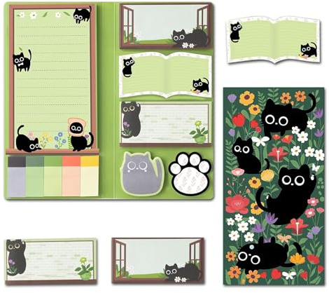 440 Stück Katzen Haftnotizen, Cartoon Selbstklebende Klebezettel, Süße Haftnotizen Kinder, Klebezettel zum Beschriften, Bücherliebhaber Geschenke für Katzenliebhaber (Katzen)