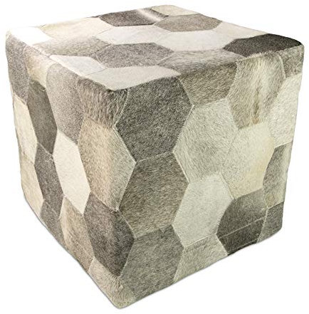 Zerimar Sgabello Puff | Rivestito in Pelle di Mucca Premium | Misure: 45x45x45 CMS | Sgabelli Pelle | Sgabelli Bassi | Sgabello Cube | Sede Puff