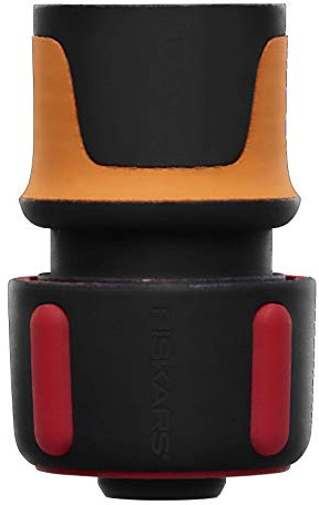 Fiskars Schlauchanschluss, SoftGrip-Kontaktpunkte, Universalgröße | Ø 1,9 cm (3/4''), 40 g, Schwarz/Orange/Rot, 1027074
