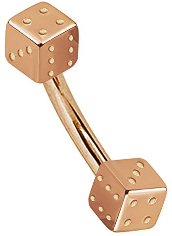 Modern Nature Piercing-Schmuck Intimpiercing Banane in 1,2 mm mit zwei Stahl Würfel, rosegold beschichtet