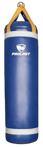 PROLAST 4 ft 80lb Heavy Boxing Punching Bag, Muay Thai, MMA, Strength Training Equipment, Hanging, Unfilled, No D Ring, Rhino Logo, Blue/Yellow