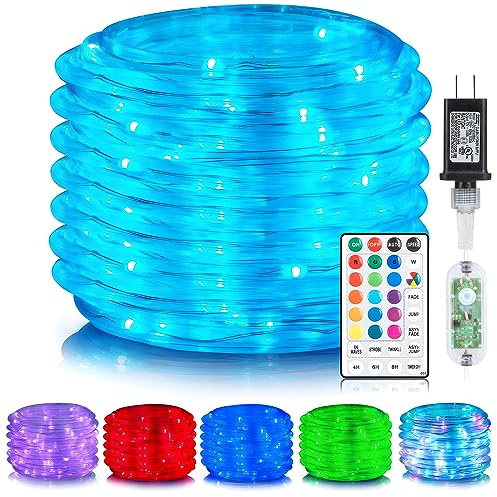 ANJAYLIA 66ft 200 LED Rope Lights Outdoor, Waterproof 16 Colors Changing String Lights Plug in with Remote Control Indoor Twinkle Fairy Lights for Bedroom Garden Party Halloween Christmas Decorations