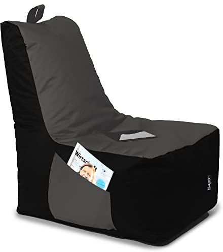 BuBiBag Sitzsack für Kinder und Erwachsene, Gaming Sitzsäcke mit Füllung für das Kinderzimmer, Zockersessel für groß und klein | XXL ChillBag, Anthrazit