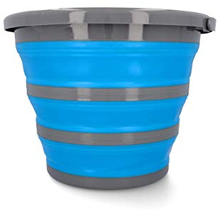 cartrend Cubo de Agua Plegable de 10 litros, para el hogar, Camping, Limpieza con vertedor, asa de Transporte, Plegable, 1 Unidad, Color Azul
