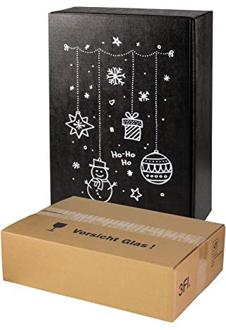 5x Versand-Set / 3er Flaschen Geschenkkarton Weihnachten Kreide + zertifizierter Versandkarton