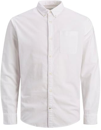 JACK & JONES Camisa de Hombre Talla Grande Color Liso básica Manga Larga Business JJEOXFORD, Color:Blanco, Talla:3XL