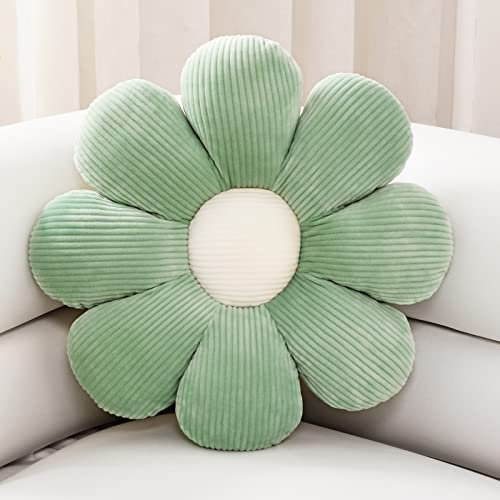 Sioloc Flower Shaped Throw Pillow Butt Cushion - Floor Seating Cushion, Cute Room Decor & Plush Pillow for Bedroom, Sofa, Chair (Green, 15.7'')