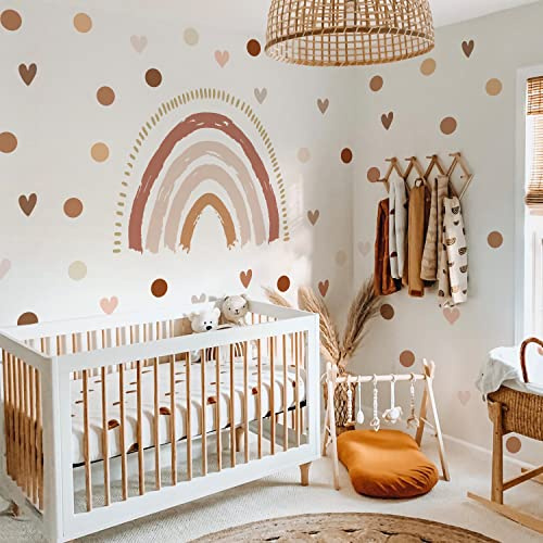 funlife Boho Arc-en-ciel Amour Pois Stickers Muraux Enfants Autocollants | Décoller et Bâton, Imperméable Mur Décalcomanies Filles de la Pépinière deco chambre bebe fille,Stickers Chambre Fille Salon
