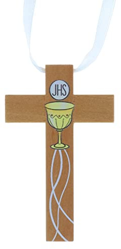 Palais du Rosaire Croix d'aube de communion décorée d'un calice 9,5 cm - Croix religieuse - Culte Chrétien en Bois