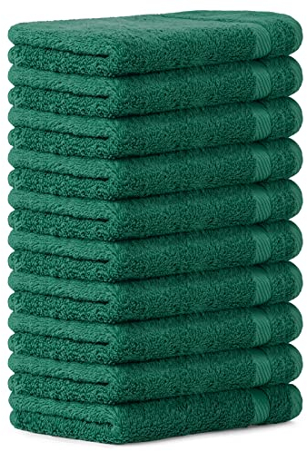 Luckytowel 10er Set Gästehandtücher 30x50 cm 100% Baumwolle, 600g/m² Oeko-Tex Gästetuch-Set 10er Pack Grün
