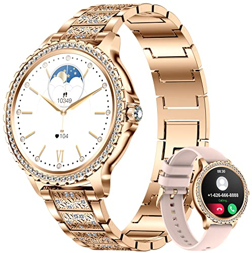 LIGE Smartwatch Damen, mit Telefonfunktion 1.32' Zoll Voll Touchscreen Fitnessuhr mit SpO2 Herzfrequenz Schlafmonitor, IP67 Wasserdicht Schrittzähler Uhr für Android iOS, Gold