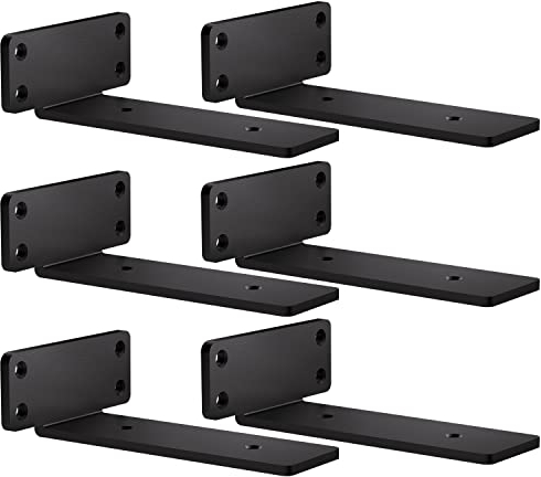 zhongko Escuadras Para Estanterias 6Pcs Escuadras Metalicas 6in Negro Soporte Estanteria Pared Metal Resistente en L para Montaje en Pared