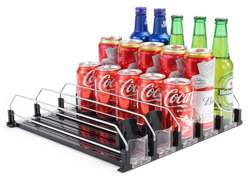 BingoHive Automatico Dispenser Lattine Frigorifero Organizer Birra Lattina Organizzatori per Frigo Cucina Dispensa Controsoffitto 25 Bottiglie Di Birra Soda Bevande 330ML 440ML 500ML Organizzatore