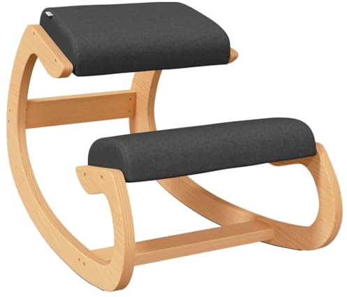 vidaXL Kniestuhl, Kniehocker mit dicken Posltern, Ergonomischer Stuhl 120 kg Belastbarkeit, Bürostuhl Gesundheitsstuhl, Schwarz Birkensperrholz