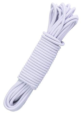Gummiseil 5mm 12m, Weiß Expanderseil Planenseil Wetterfestes Spannseil Gummischnur Gummikordel Gummiband für DIY Basteln Nähen, Gepäck, Camping (Weiß, 5MM X 12M)