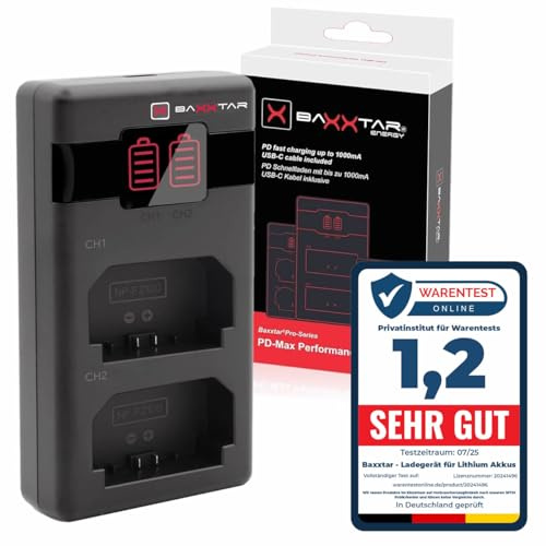 Baxxtar NP-FZ100 PD-MaxPerformance Akku Ladegerät (1500mA) USB-C Mini Dual LCD - PD/QC fähig (1618582)