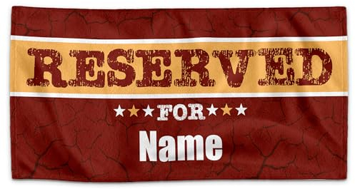 PR Print Royal Personalisiertes Handtuch mit Spruch - Reserved for- mit Name Bedrucken | Badetuch selbst gestalten, Persönliches Fotogeschenk für Familie, Freunde - Rot 100 x 50 cm