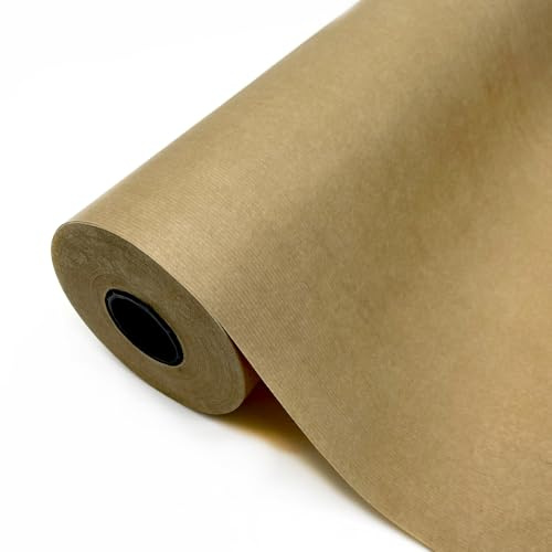 Rollo de papel Kraft natural verjurado. Bobina XXL de 62CM X 100 Metros. Ideal Embalaje, regalo, negocio, patrones y manualidades. (62CM X 100M, Metros)