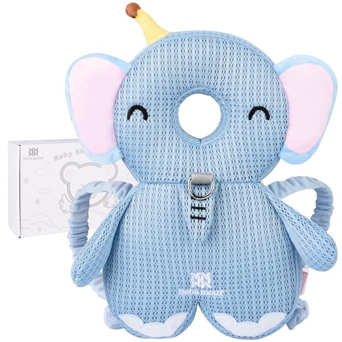 Bebamour Baby huvudskydd baby Sit Me Up babysits småbarn baby promenad huvudskydd säkerhet dynor, justerbara spädbarnskuddar ryggsäck för baby walker, elefant