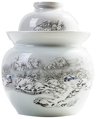 Fermentatore cinese in ceramica, Vaso di decapaggio in vaso di coccio di fermentazione in ceramica tradizionale cinese con coperchio a tenuta d'acqua, grande vaso di sottaceti in ceramica addensata fo